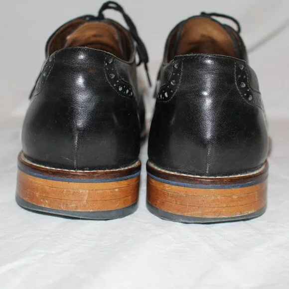 Johnston & Murphy Brogue/Wing Tip Style Black Lace Oxford Dress Shoe Men 11 - Picture 4 of 16